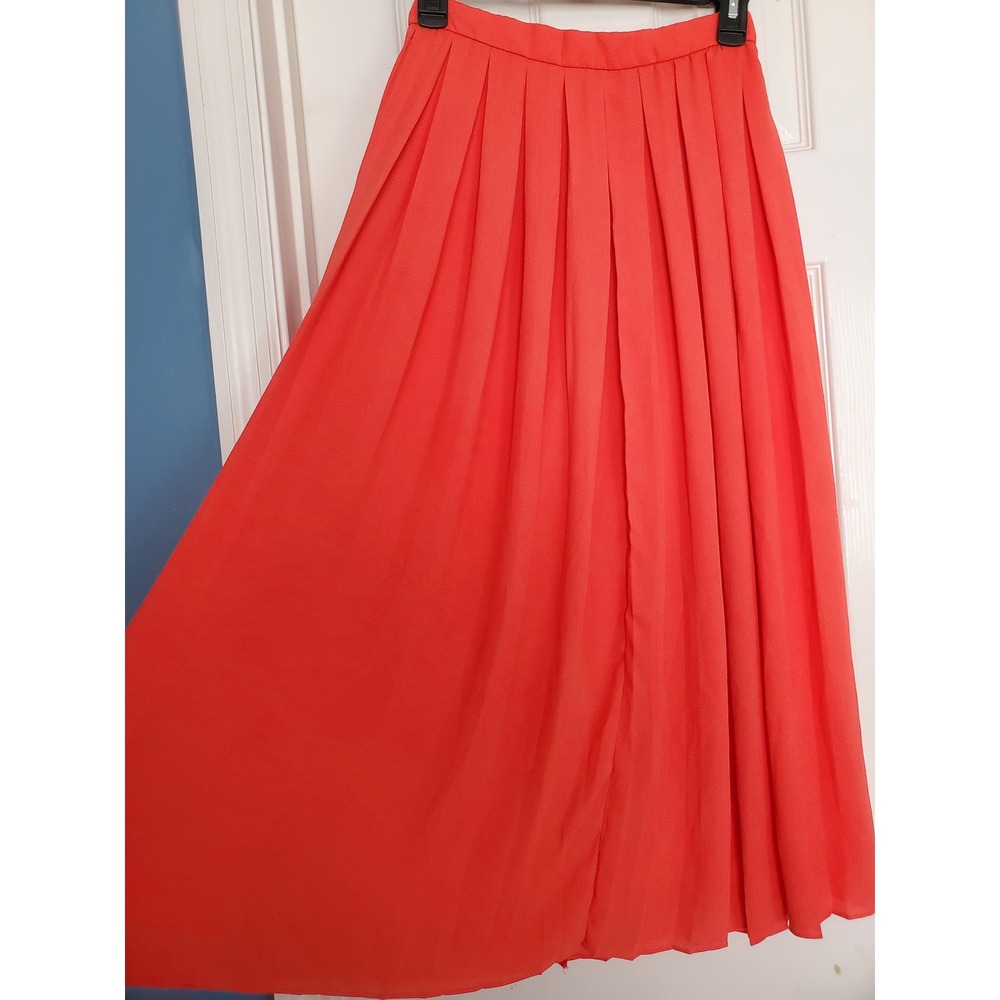 J.Crew‎ Pleated Maxi Skirt Red Chiffon High Waist Formal Wedding Guest Size 00